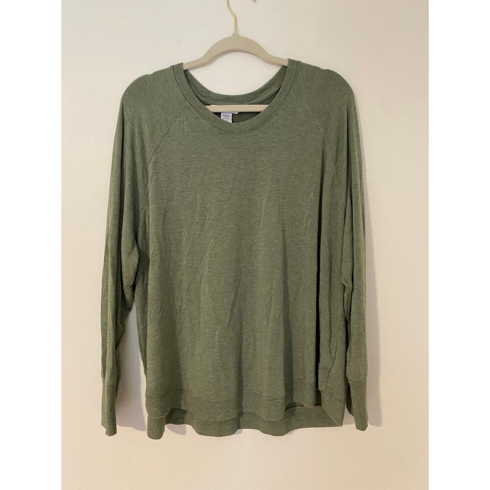 Athleta Mindset Sweatshirt 2X $69 Super Soft Comfortable Long Sleeve Top Green